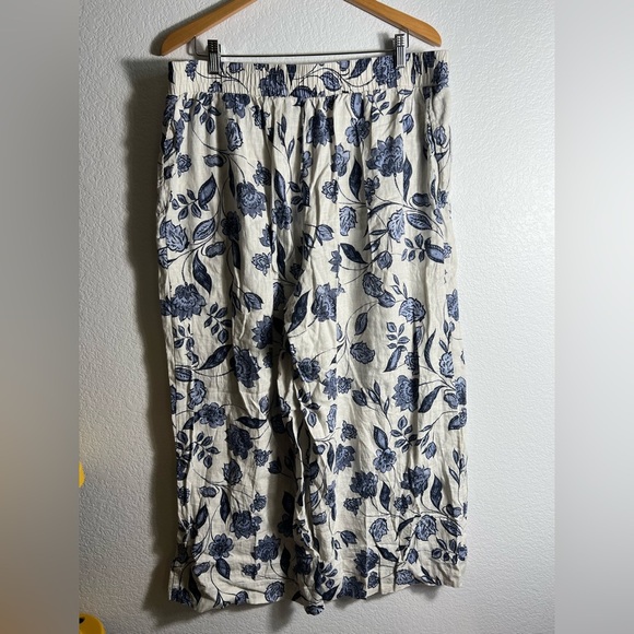 Like new Ella Moss Floral Linen Blend Wide Leg Pull On Pants XXL - Picture 4 of 5